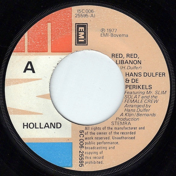 Dulfer & Perikels Featuring Mr. Slim (2), Solat And The Female Crew : Red, Red, Libanon (7", Single)