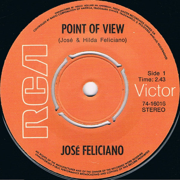 José Feliciano : Point Of View  /  No Dogs Allowed (7", Single)
