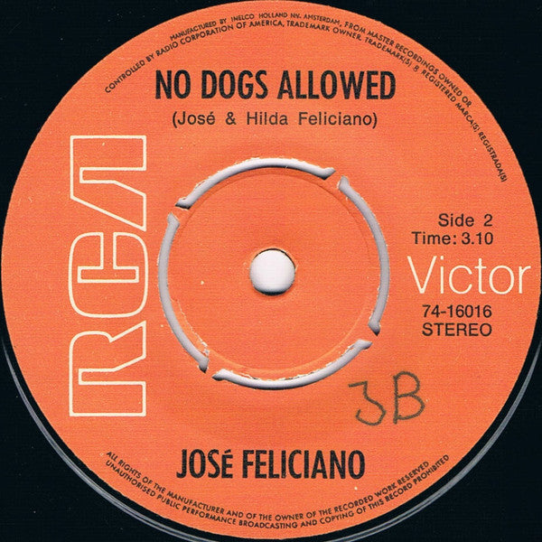 José Feliciano : Point Of View  /  No Dogs Allowed (7", Single)