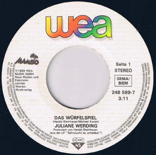 Juliane Werding : Das Würfelspiel (7", Single)
