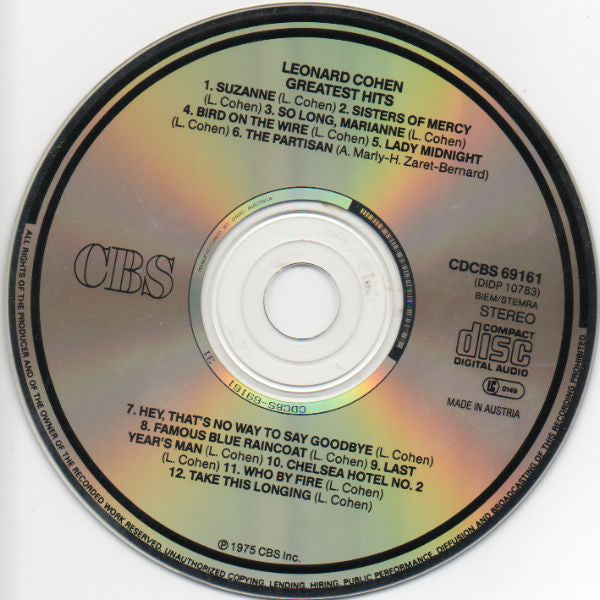Leonard Cohen : Greatest Hits (CD, Comp, RE)