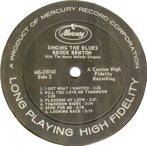 Brook Benton : Lie To Me - Brook Benton Singing The Blues (LP, Album, Mono)