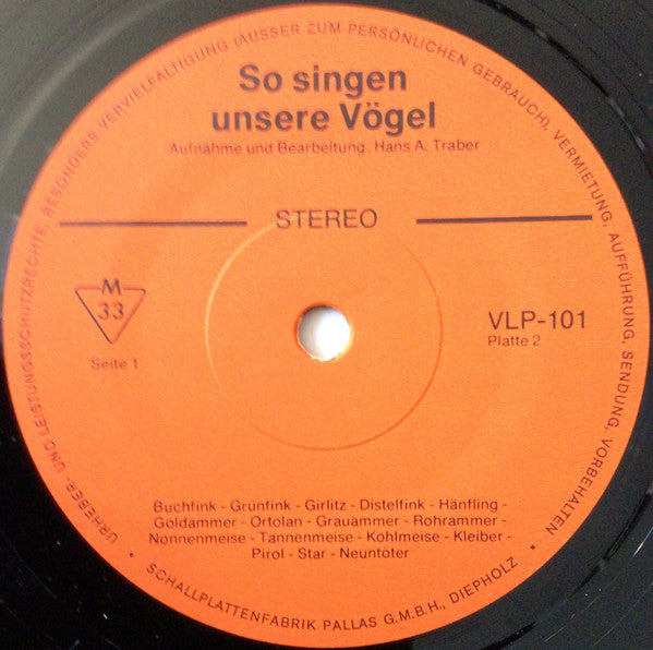 Hans A. Traber : So Singen Unsere Vögel (2xLP, Comp)