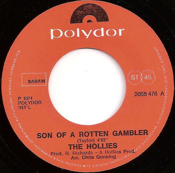 The Hollies : Son Of A Rotten Gambler (7", Single)