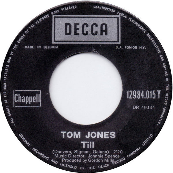Tom Jones : Till (7", Single, Bla)