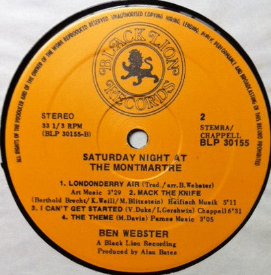 Ben Webster : Saturday Night At The Montmartre (LP, Album)