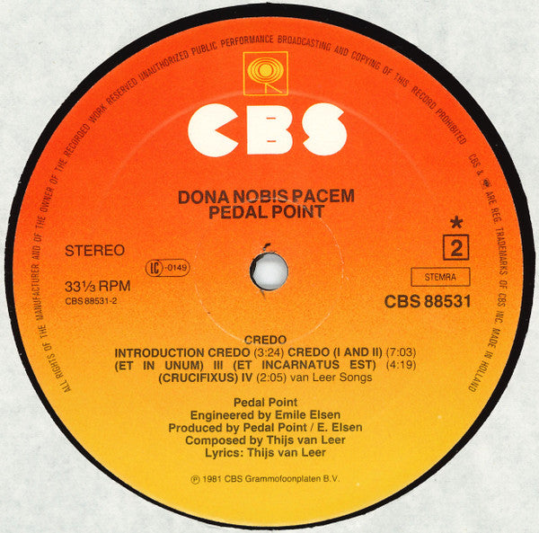 Pedal Point : Dona Nobis Pacem (2xLP, Album, Gat)