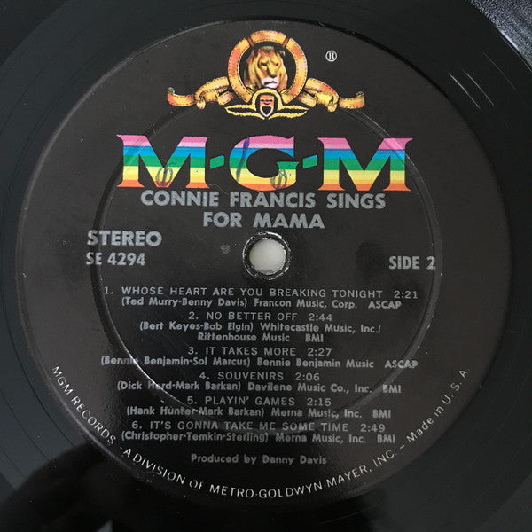 Connie Francis : Sings For Mama (LP, Album)