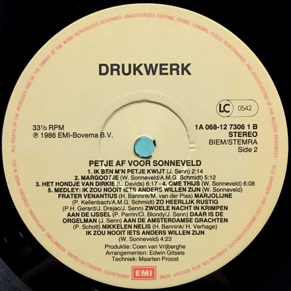 Drukwerk : Petje Af Voor Sonneveld (LP, Album)