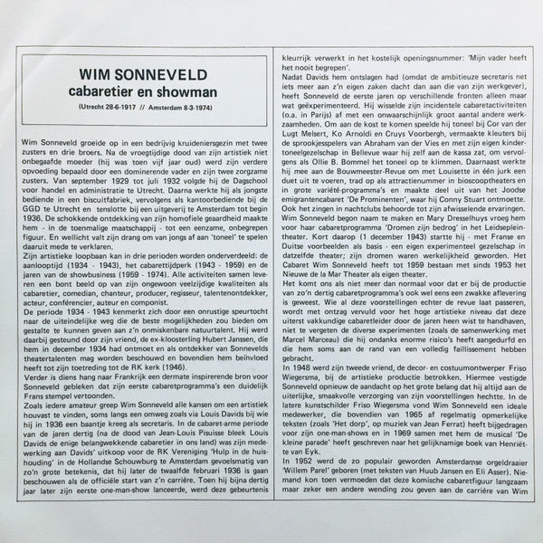 Drukwerk : Petje Af Voor Sonneveld (LP, Album)