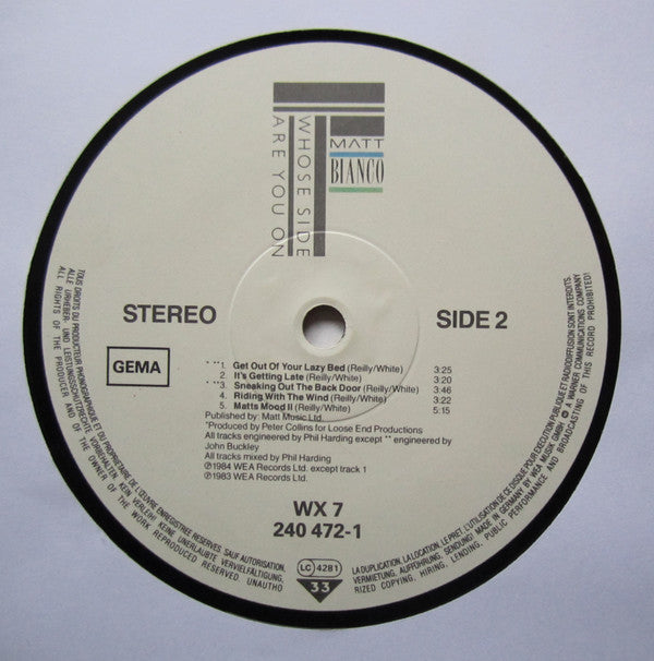 Matt Bianco : Whose Side Are You On (LP, Album)