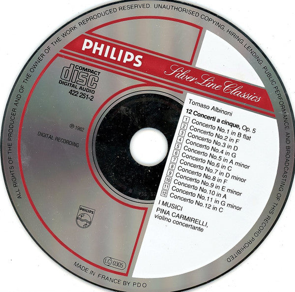 Tomaso Albinoni ● I Musici : 12 Concerti A Cinque Op. 5 (CD)