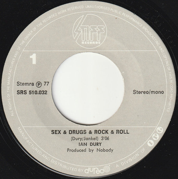 Ian Dury : Sex & Drugs & Rock & Roll (7", Single)