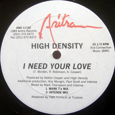 Intense (2) / High Density (5) : The Strength / I Need Your Love (12")