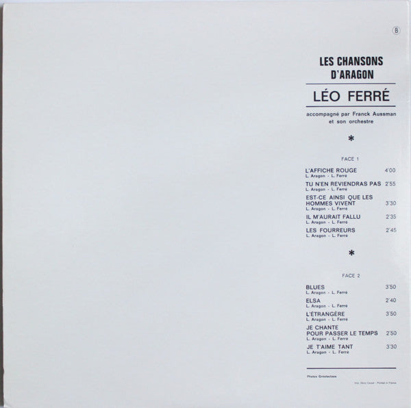 Leo Ferre* : Les Chansons D' Aragon (LP, Album, RE)