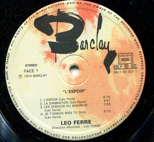 Léo Ferré : L'espoir (LP, Album)