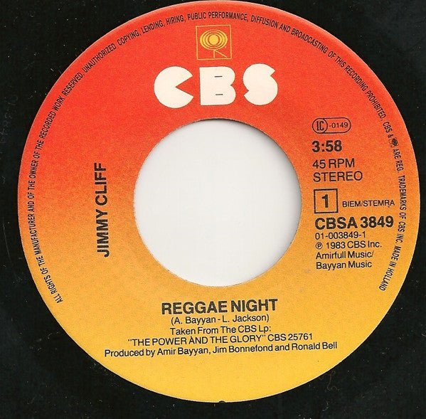 Jimmy Cliff : Reggae Nights (7", Single, Mis)