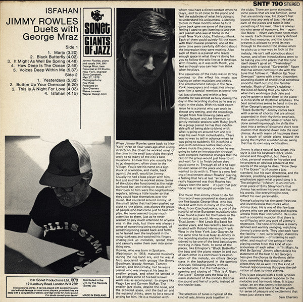 Jimmy Rowles : Isfahan (LP, Album)