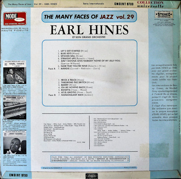 Earl Hines And His Orchestra : The Many Faces Of Jazz Vol.29 (LP, Comp)