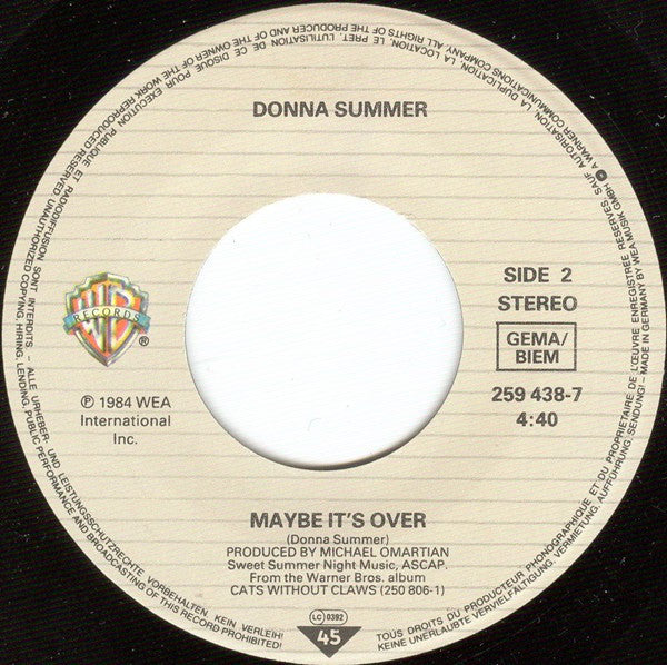 Donna Summer : There Goes My Baby (7", Single)