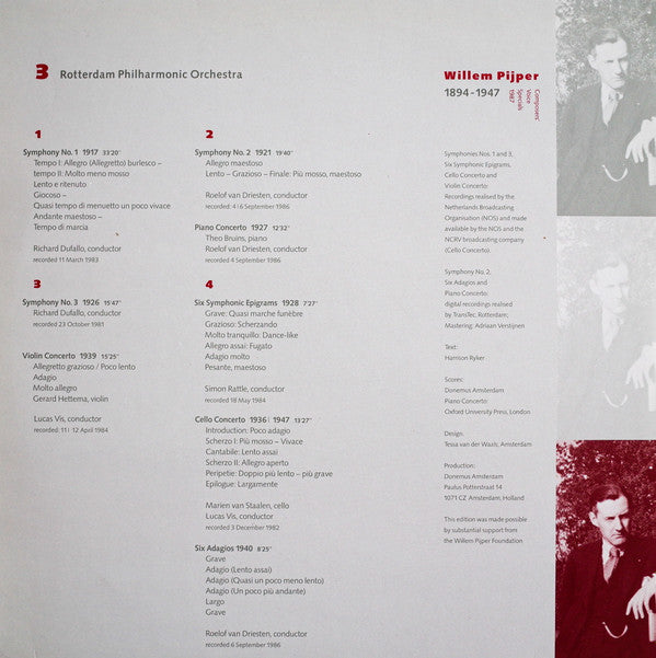 Willem Pijper, Rotterdams Philharmonisch Orkest : Adagios, Concertos, Epigrams, Symphonies (2xLP, Comp)