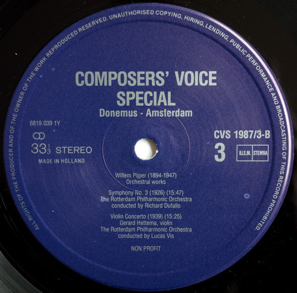 Willem Pijper, Rotterdams Philharmonisch Orkest : Adagios, Concertos, Epigrams, Symphonies (2xLP, Comp)