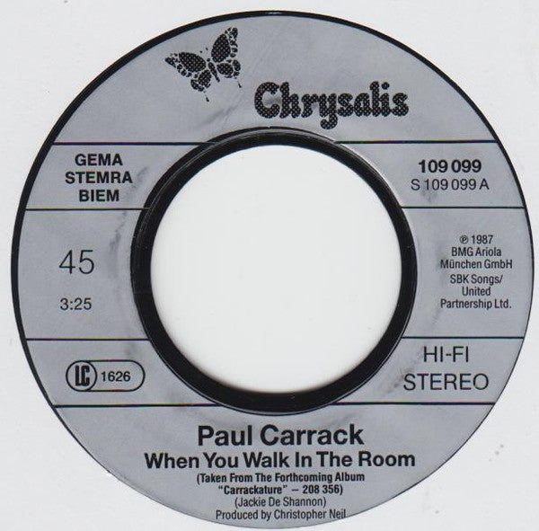 Paul Carrack : When You Walk In The Room (7", Single)