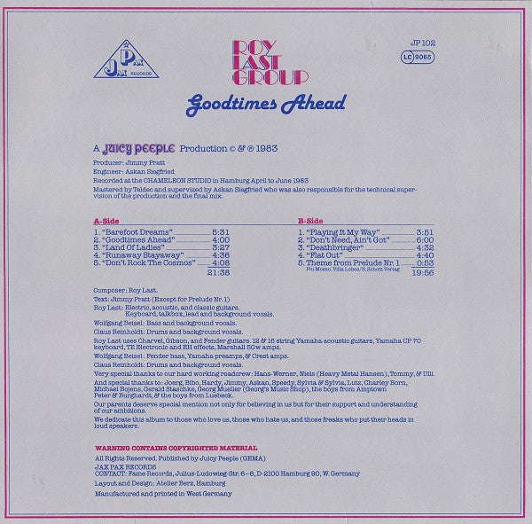 Roy Last Group : Goodtimes Ahead (LP, Album)