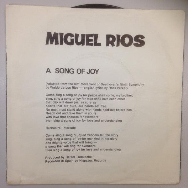 Miguel Rios* : A Song Of Joy / Vuelvo A Granada (7")