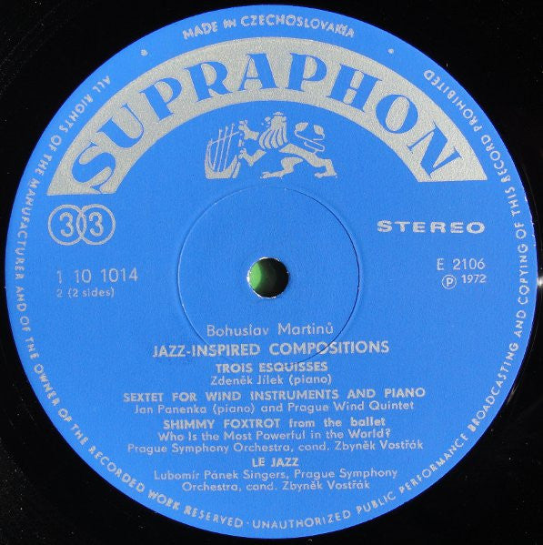 Bohuslav Martinů : Jazz-inspired Compositions (LP, Album)