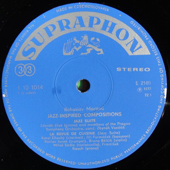 Bohuslav Martinů : Jazz-inspired Compositions (LP, Album)