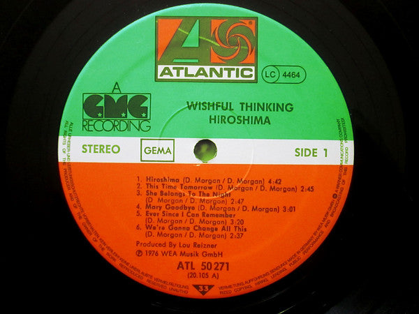 Wishful Thinking : Hiroshima (LP, Album, RE)
