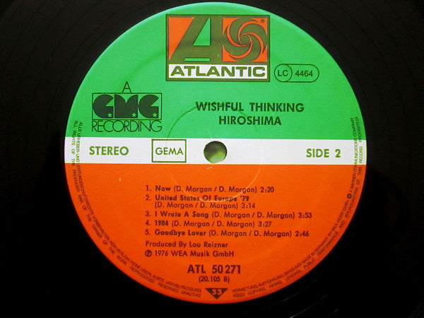 Wishful Thinking : Hiroshima (LP, Album, RE)