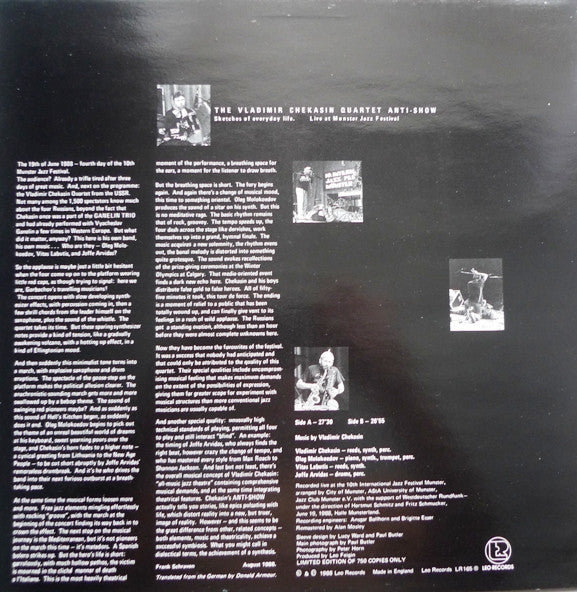 The Vladimir Chekasin Quartet : Anti-Show (LP, Album, Ltd)