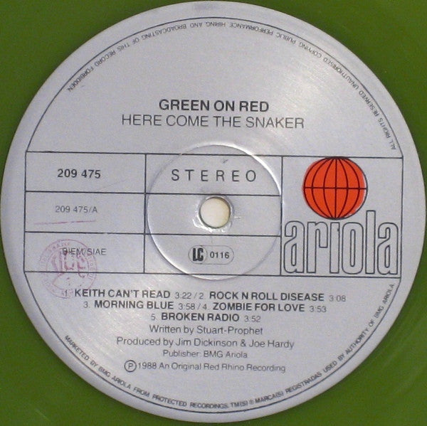 Green On Red : Here Come The Snakes (LP, Album, Ltd, Gre)