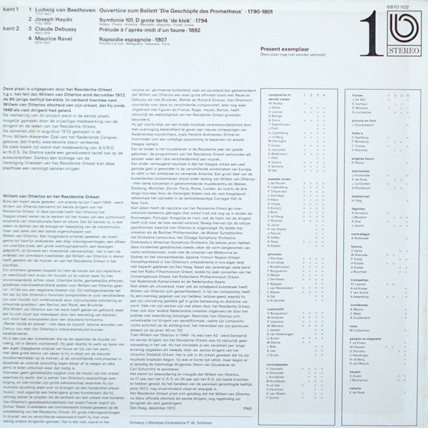 Residentie Orkest, Willem van Otterloo : 1 (LP, Promo)