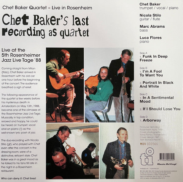 Chet Baker : Chet Baker's Last Recording As Quartet (2xLP, Album, Ltd, Num, RE, Whi)