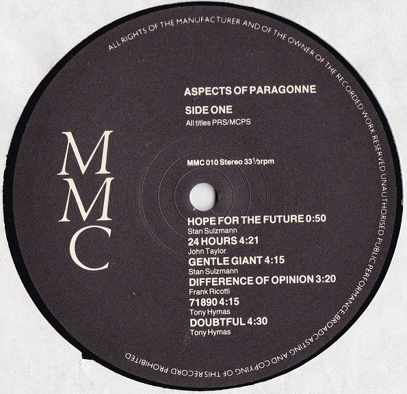 Aspects Of Paragonne : Aspects Of Paragonne (LP, Album)