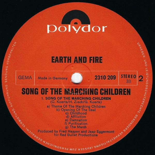 Earth And Fire : Memories (Song Of The Marching Children) (LP, Album)