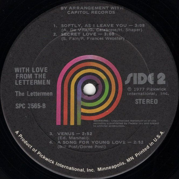 The Lettermen : With Love From The Lettermen (LP)