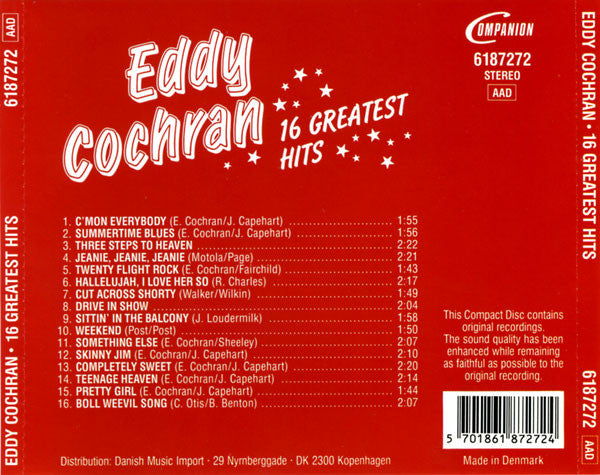 Eddie Cochran : 16 Greatest Hits (CD, Comp)