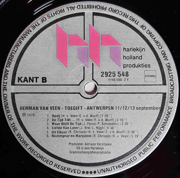 Herman van Veen : Toegift Antwerpen 11-12-13 September (LP)