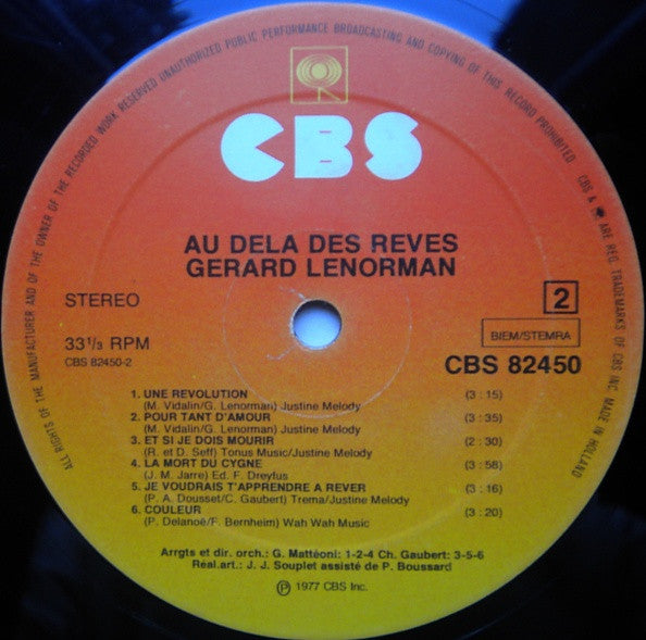 Gérard Lenorman : Au Delà Des Rêves (LP, Album)