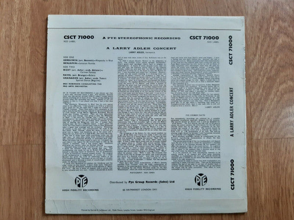 Larry Adler : A LARRY ADLER CONCERT 10"  (10", Album)