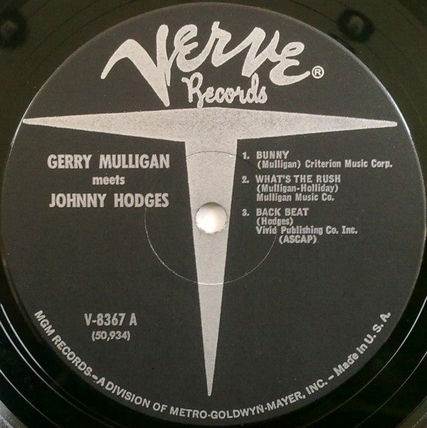 Gerry Mulligan & Johnny Hodges : Gerry Mulligan Meets Johnny Hodges (LP, Album, Mono, RE)