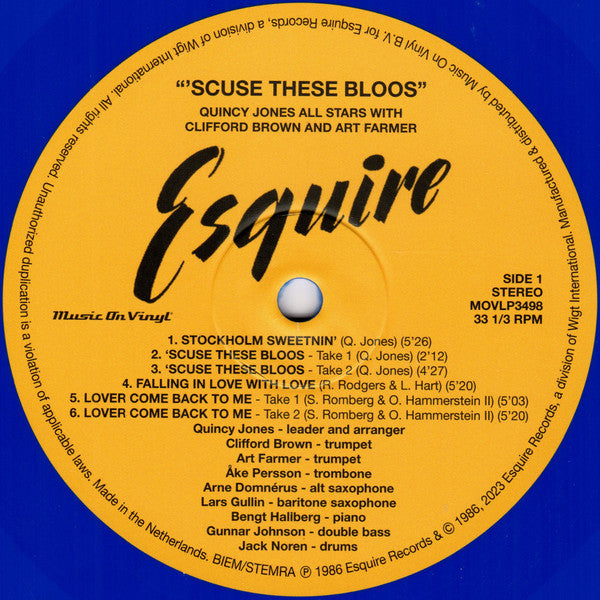 Quincy Jones And His Swedish-American All Stars With Clifford Brown And Art Farmer : 'Scuse These Bloos (LP, Comp, Ltd, Num, RE, Blu)