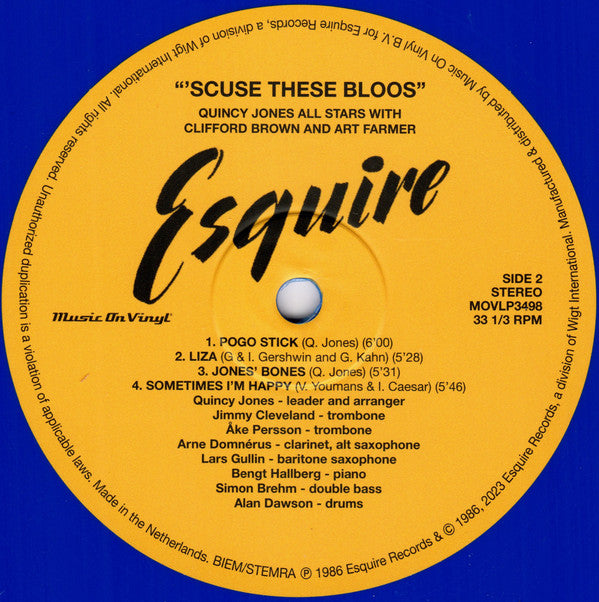 Quincy Jones And His Swedish-American All Stars With Clifford Brown And Art Farmer : 'Scuse These Bloos (LP, Comp, Ltd, Num, RE, Blu)