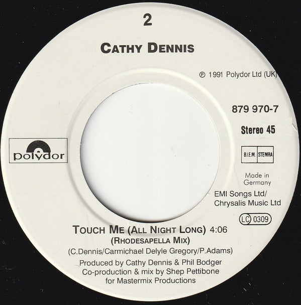 Cathy Dennis : Touch Me (All Night Long) (7", Single, Whi)