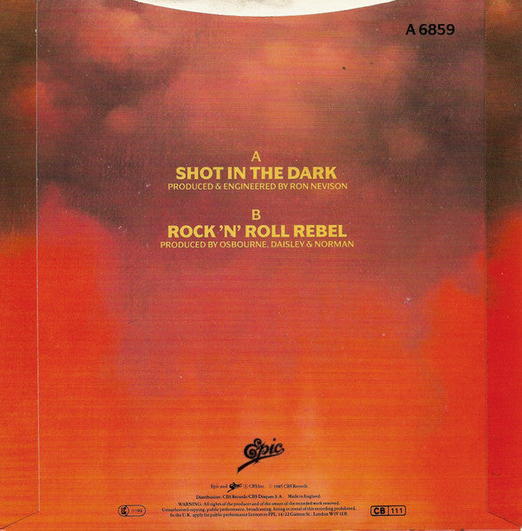 Ozzy Osbourne : Shot In The Dark (7", Single)