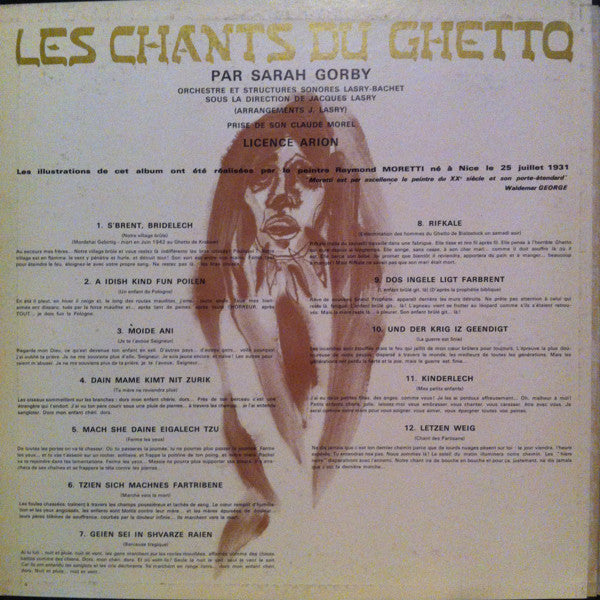 Sarah Gorby : Les Chants Du Ghetto (LP, Album, Mono, Gat)